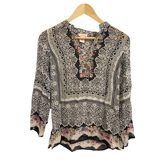 Sundance Vita Tunic Floral‎ Silk Georgette Sequins Top Size XS - Picture 2 of 5